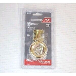 ACE DieCast Brass Rim Cylinder Replacement Lock 5405212 Gold Keyed Entry w/ Keys